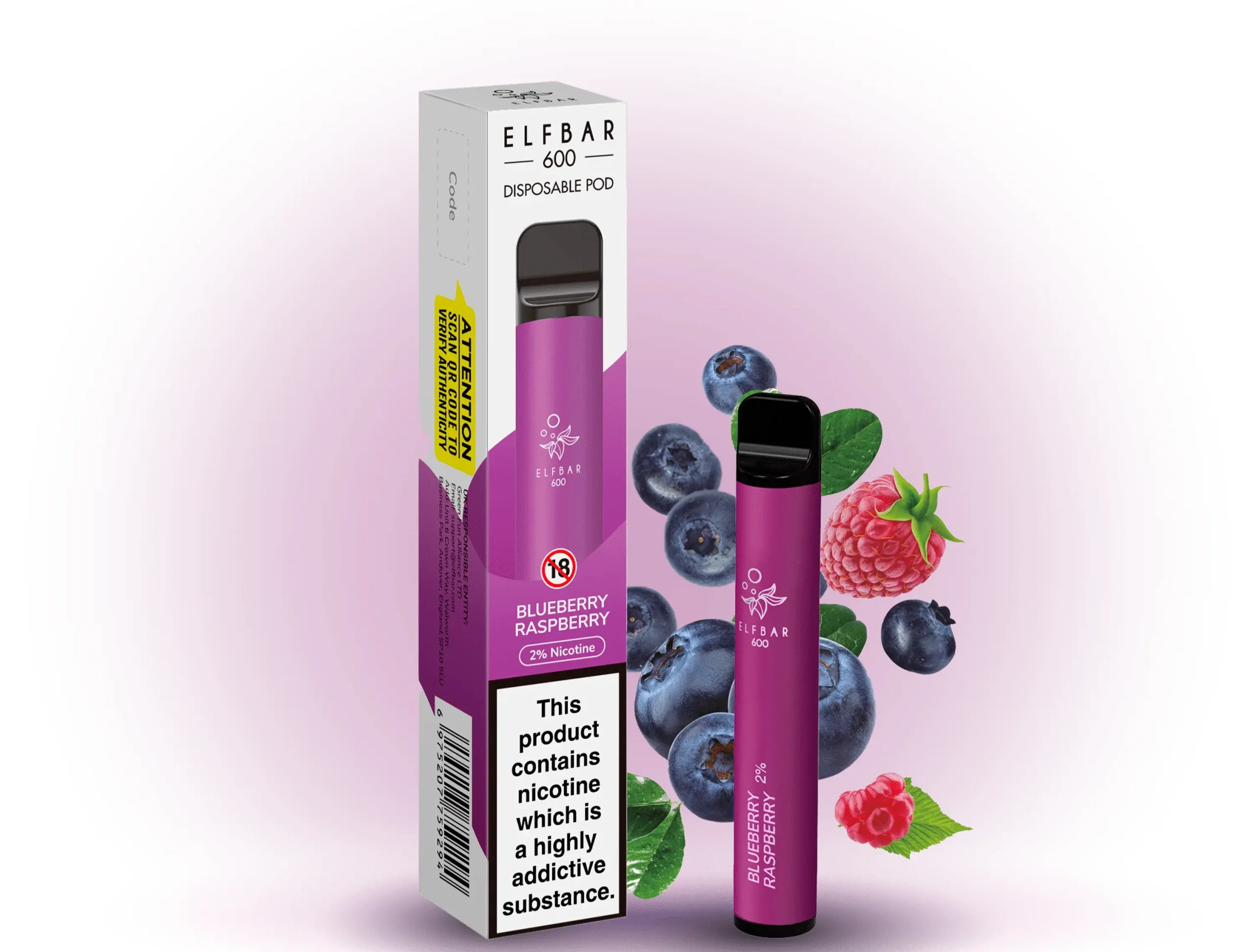 Elfbar 600 Blueberry Raspberry 20mg – Bild 2