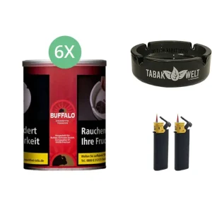 Buffalo Red 6 x 140g mit Glasaschenbecher