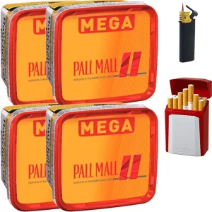 Pall Mall Tabak Allround Red 4 x Mega Box mit Etui