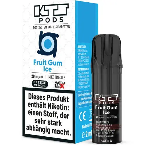 E-Zigarette: KTS Pod – Fruit Gum Ice – Prefilled Pod 1er Pack 2ml 20mg