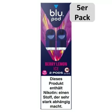 blu pods Einweg Berry Lemon Ice 18mg/ml Nikotin – 5er Pack – Stück je 6.40 € – Bild 2