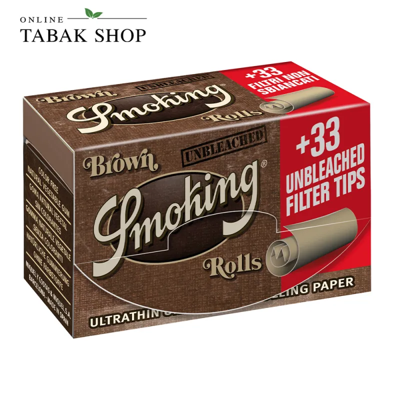 Smoking BROWN ROLL + TIPS Ultra Thin Paper 4m – Bild 2