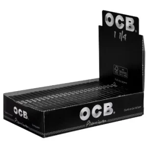 OCB Premium Schwarz 1¼ – Display mit 25 Heften à 50 Blättchen